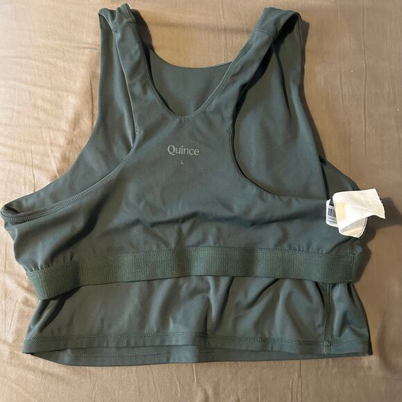 Quince Ultra-Form High-Neck Cropped Tank – Forest Green – Size L - Picture 6 of 8